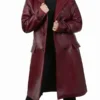 Zendaya Burgundy Trench Leather Coat