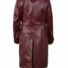 Zendaya Burgundy Trench Leather Coat back