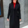 2026 NYC Lea Michele Black Wool Coat