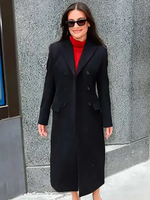 2026 NYC Lea Michele Black Wool Coat
