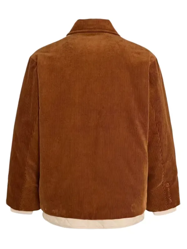 Adidas 2026 CNY Brown Striped Corduroy Pad Jacket Back