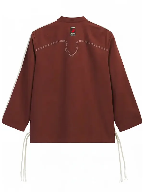 Adidas Edison Chen 2026 Brown Striped Chinese Jacket Back