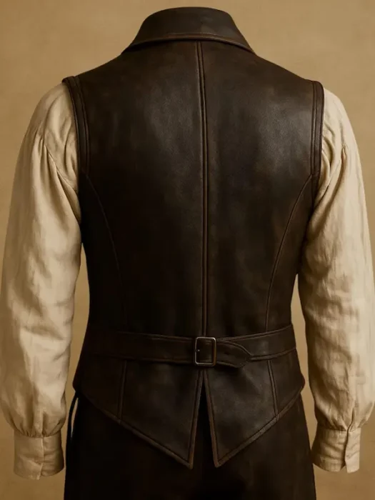 Captain Jack Sparrow Brown Leather Vest Back