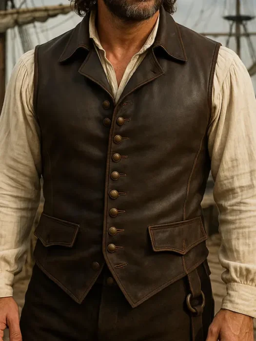 Captain Jack Sparrow Men Leather Vest