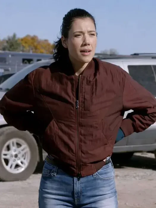 Chicago Fire Hanako Greensmith Maroon Satin Jacket