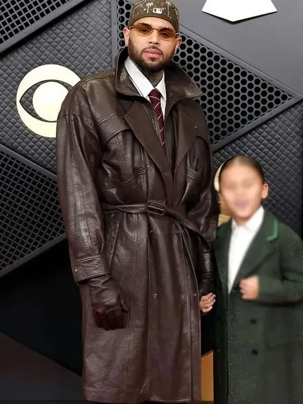 Chris Brown Grammy Awards 2026 Leather Coat