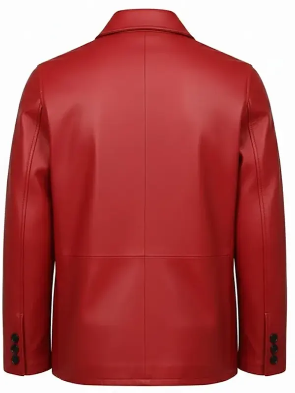 Classic Red Leather Jacket Back