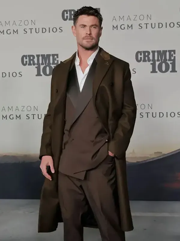 Crime 101 Chris Hemsworth Wool Brown Coat