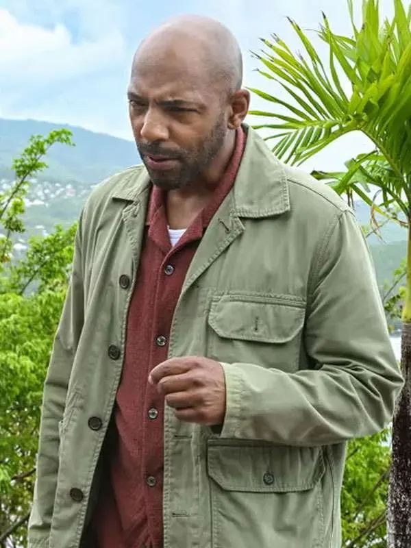 Death in Paradise Don Gilet Green Cotton Jacket