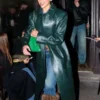 Dua Lipa Green Leather Coat