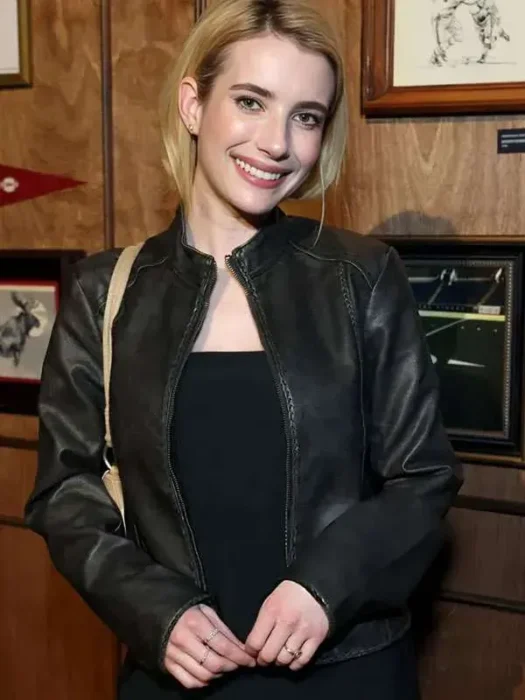 Emma Roberts Event Black Leather Jacket