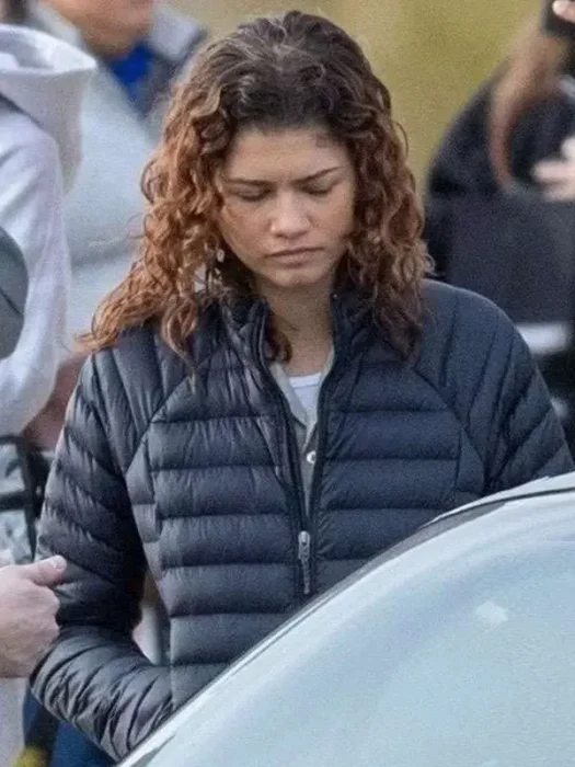 Euphoria Zendaya Black Puffer Jacket