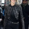 Gigi Hadid Cropped Black Studded Leather Jacket