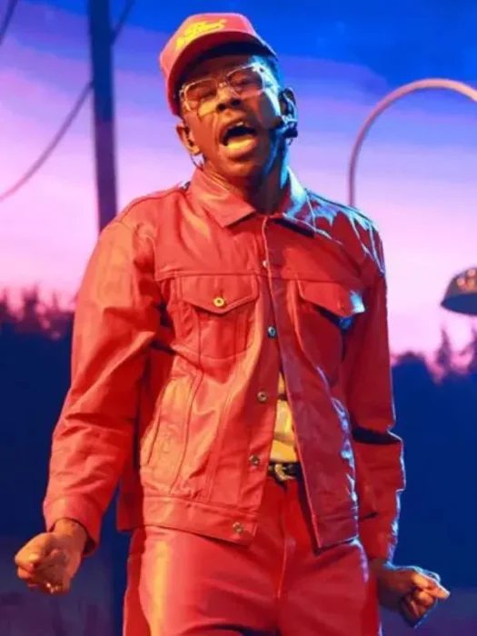Grammy Tyler The Creator Red Leather Jacket