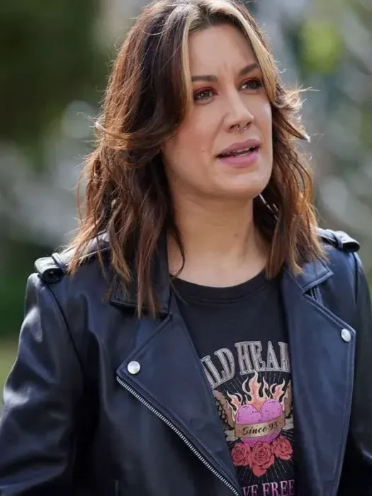 Home and Away Stephanie Panozzo Black Leather Jacket