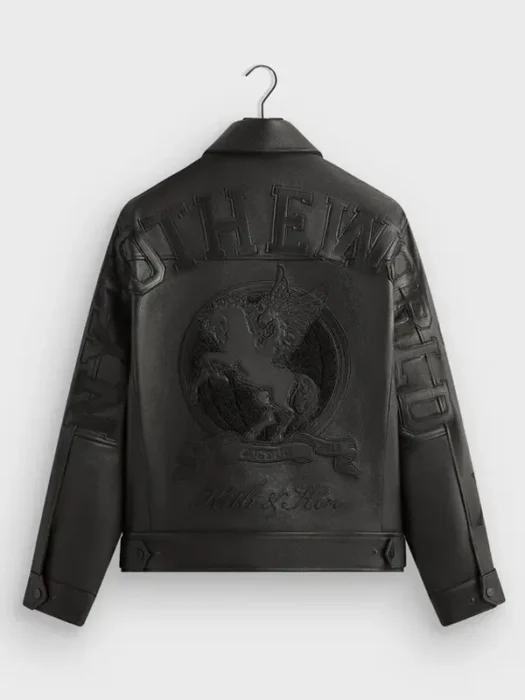 Kith Pebbled Leather Varsity Coaches Jacket Back