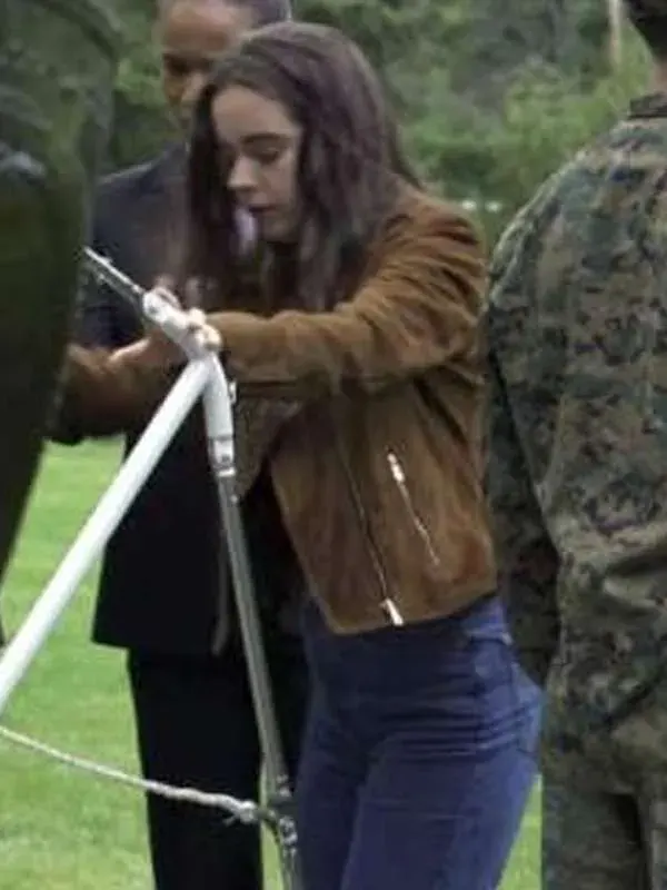 Maddie Redfield The Night Agent Brown Suede Leather Jacket