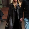 Margot Robbie Black Long Leather Coat