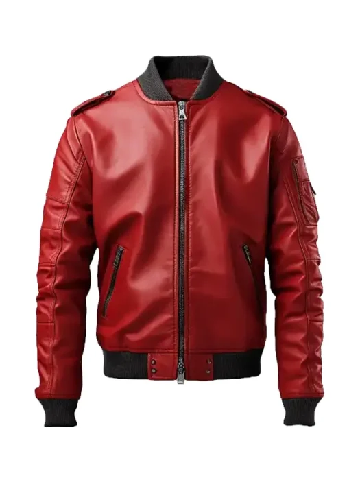 Mens_Stylish_Red_Bomber_Leather_Jacket