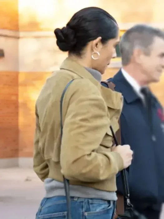 Miranda Rae Mayo Chicago Fire Suede Bomber Jacket