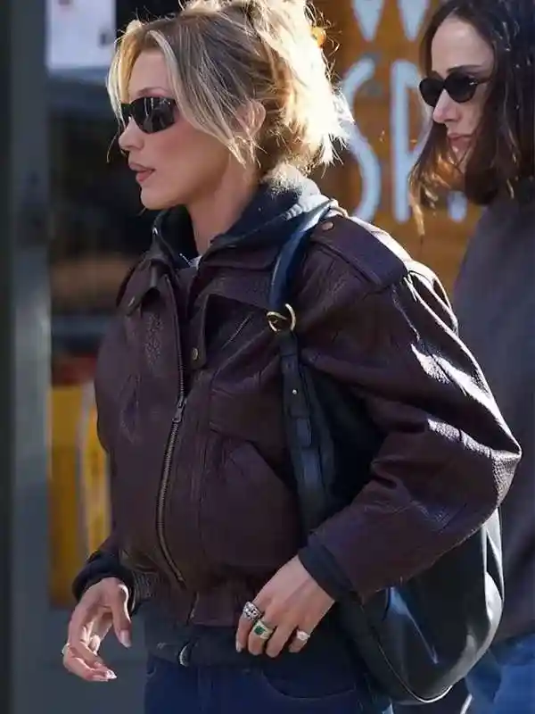 NYC Bella Hadid Leather Brown Jacket