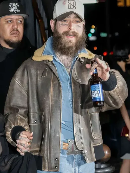 NYC Post Malone Brown Leather Jacket