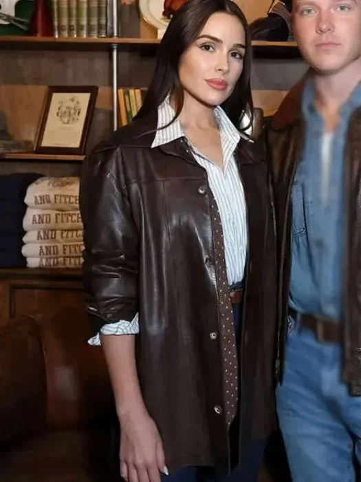 Olivia Culpo Super Bowl Leather Jacket