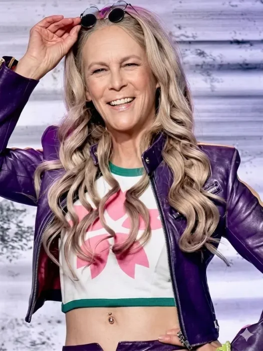 One Piece S02 Katey Sagal Purple Cropped Leather Jacket