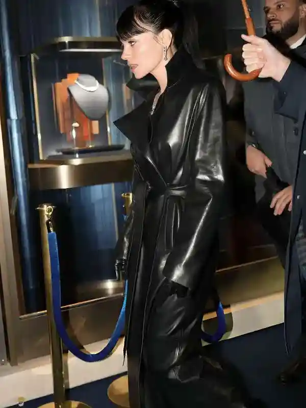 PFW 2026 Lily Allen Black Leather Coat