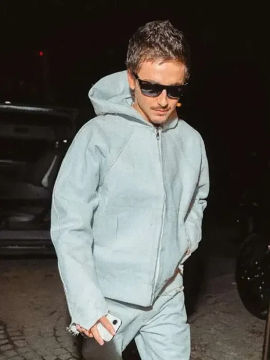 Paris Timothee Chalamet Hooded Grey Jacket