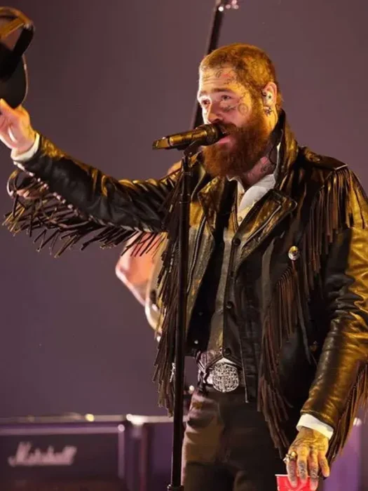 Post Malone Grammy Awards 2026 Black Fringe Jacket