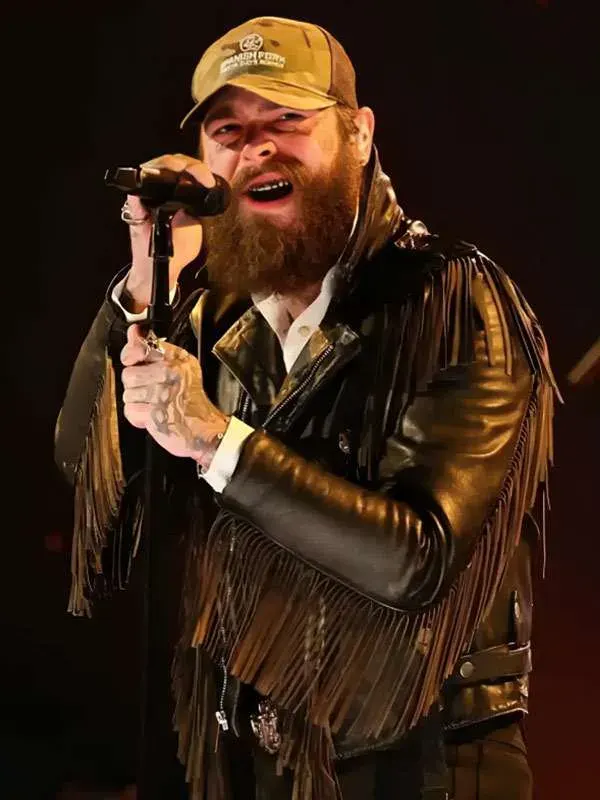 Post Malone Grammy Awards Black Fringe Jacket