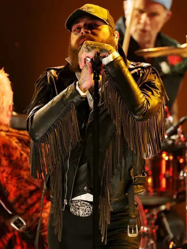 Post Malone Grammy Awards Fringe Black Jacket