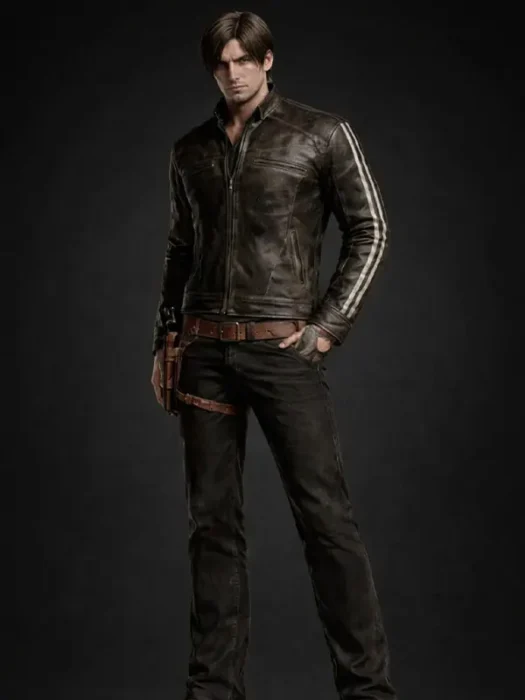 Resident Evil Requiem Leon Kennedy Brown Leather Jacket