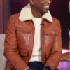 Sherri Guy Torry Brown Leather Jacket With Shearling Collar