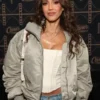 Super Bowl 2026 Jessica Alba Grey Bomber Jacket