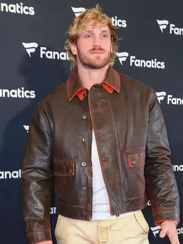 Super Bowl LX Logan Paul Leather Brown Jacket