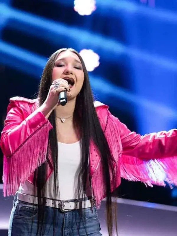 The Voice Hailey Wright Pink Fringe Jacket