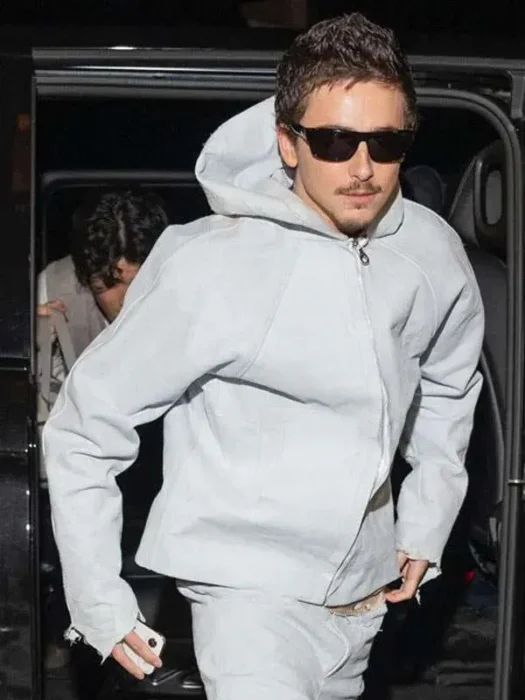 Timothee Chalamet Paris Hooded Grey Jacket