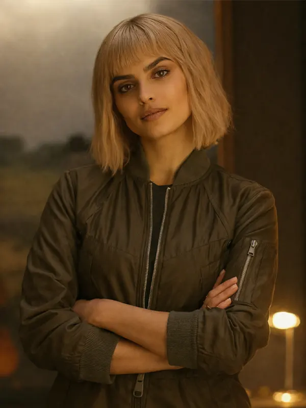 Watson S02 Eve Harlow Olive Green Bomber Jacket