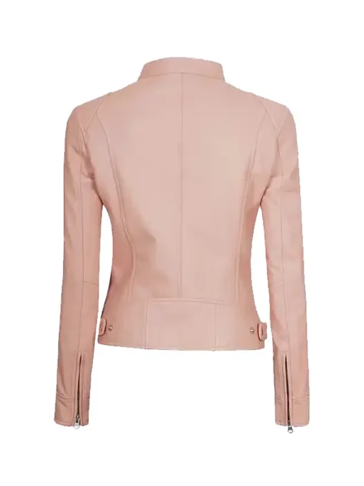 Womens_Light_Pink_Cafe_Racer_Leather_Jacket_Back
