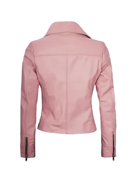 Womens_Moto_Style_Pink_Leather_Jacket_Back