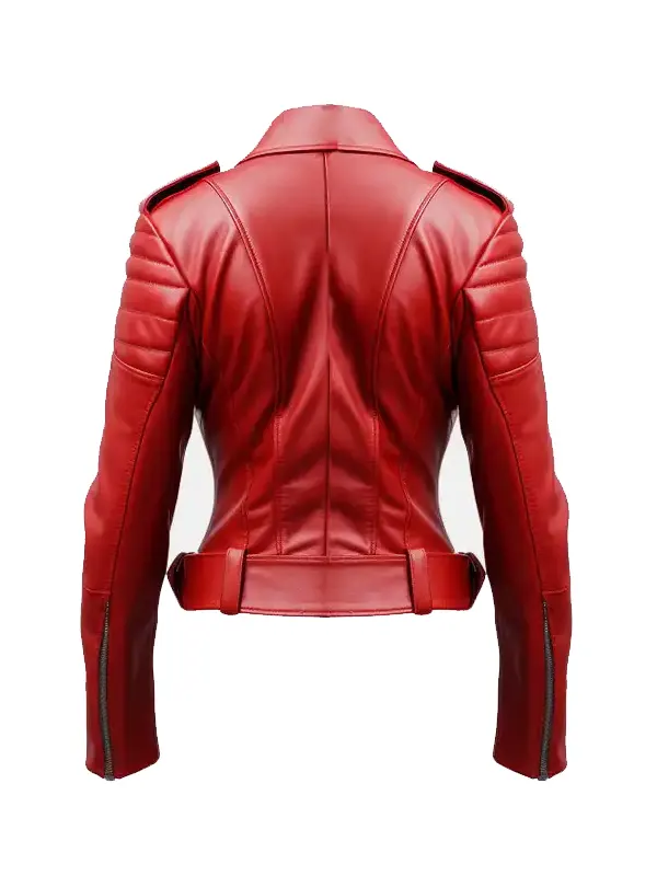 Womens_Red_Biker_Leather_Jacket_Back