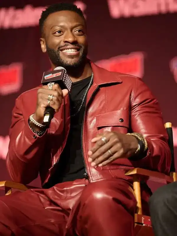 Aldis Hodge Cross Leather Red Jacket