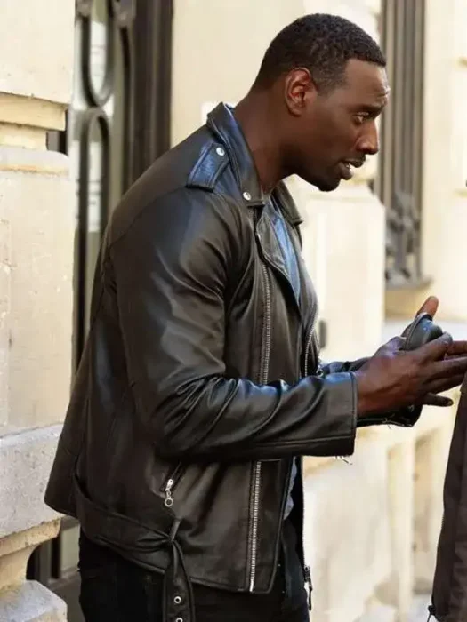 Assane Lupin Black Leather Jacket