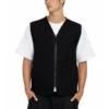 Canvas Zip Up Vest in Washed Black