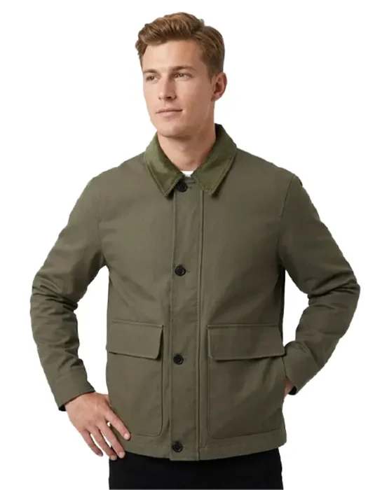 Cord Collar Field Jacket in Khaki