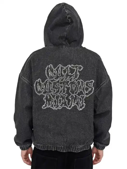 Cult Customs Oversized Hooded Jacket in Washed Black Back
