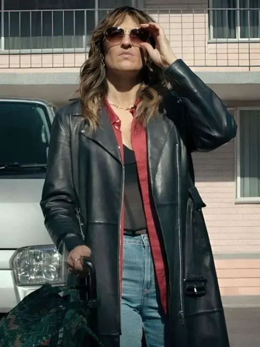 D’Arcy Carden Sunny Nights Black Leather Coat