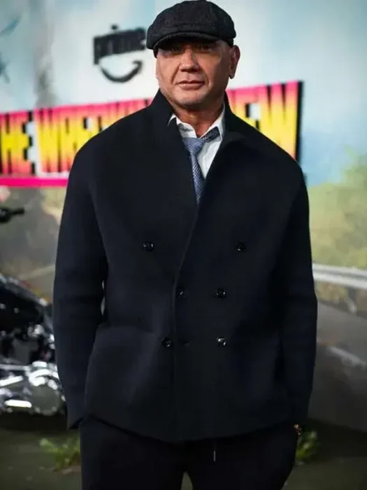 Dave Bautista The Wrecking Crew Premiere Black Peacoat